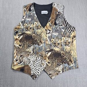 Toscano Designs Saradota Florifa Vintage Saffari Vest Cotton Size Small